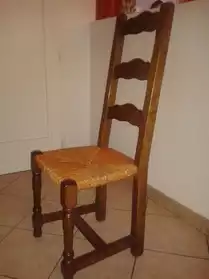 chaise chêne dossier haut, assis paillé