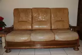 Canapé + 2 fauteuils en cuir