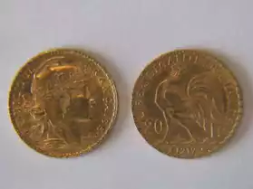 2 pièces de 20 francs or 1912