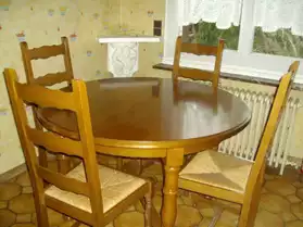 table chene massif + chaise + rallonge