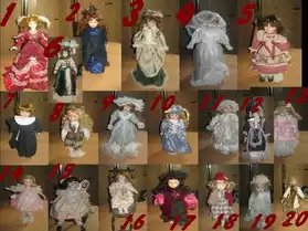 Diverses poupées porcelaine