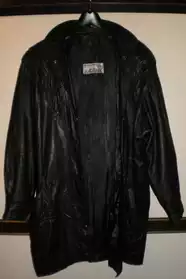 Manteau noir cuir véritable