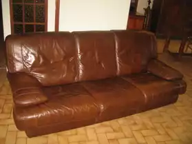 Canapé 3 places et 2 fauteuils en cuir
