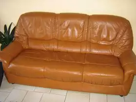 Canapé + 2 fauteuils en cuir