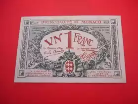 BILLET 1 francs MONACO 1920 série A état