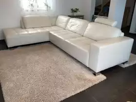 Canapé d'angle blanc en cuir