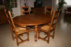 Table + 4 chaises chene massif
