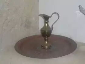 Vase cuivre + plateau cuivre