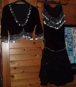 Costume de danse orientale, noir-argent