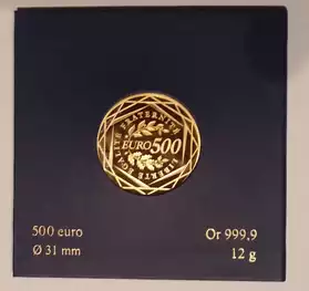 Pièce 500 Euros Semeuse Or de 2010. Etui