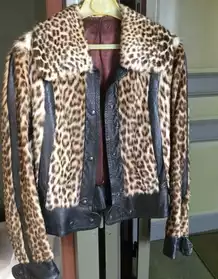 Veste de fourrure leopard veritable