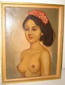 Tableau peinture huile portrait femme nu
