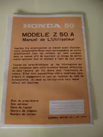 Manuel d'Utilisation HONDA MONKEY Z50 A
