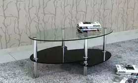 Table basse ovale noire en verre