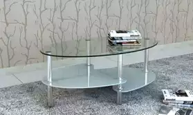 Table basse ovale blanche en verre