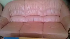 canape et 2 fauteuils en cuir