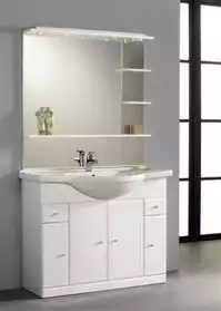 meuble laqué blanc(+miroir&spots neufs)