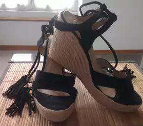 sandales d'été en daim noir