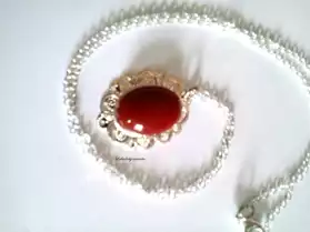 Collier pendentif pierre gemme cornaline