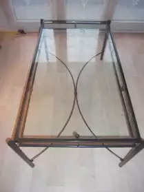 table basse metal et plateau de verre
