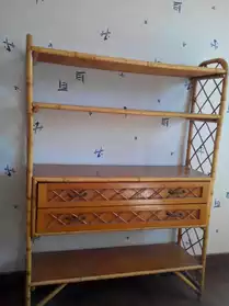 meuble a etageres e t tiroirs en bambou
