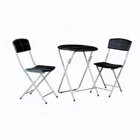 table ronde + 2 chaises