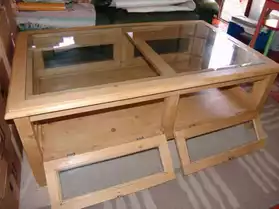 table basse vitrée en pin