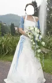 Robe de mariée créateur blanc bleu T36