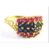 14 kt gold ring with sapphires and rubie