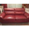 canapé fixe et fauteuil club cuir rouge